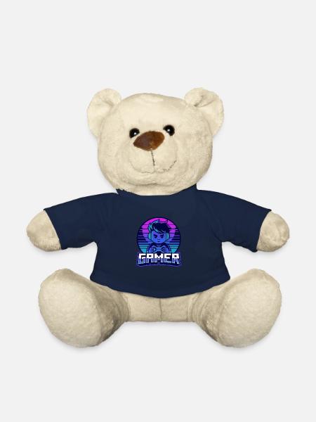 Cool gamer boy in blue and purple - Teddy Bear - french navy