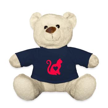 Red cat with heart silhouette cat lover cats - Teddy Bear - french navy - Front