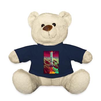 Rocket Launch Space Stars Clouds - Teddy Bear - french navy - Front