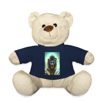 Lion Big Cat Cyber Neon Punk Future Sci-Fi - Teddy Bear - french navy - Front
