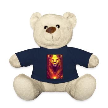 Lion Big Cat Cyber Neon Punk Future Sci-Fi - Teddy Bear - french navy - Front
