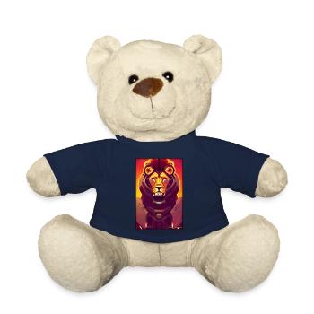 Lion Big Cat Cyber Neon Punk Future Sci-Fi - Teddy Bear - french navy - Front