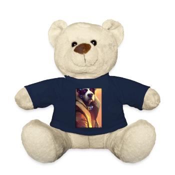 Dog Dog Lovers Cyber Neon Punk Future Sci-Fi - Teddy Bear - french navy - Front