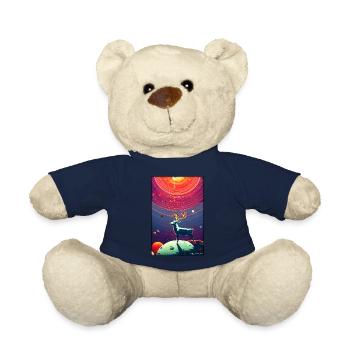 Reindeer Christmas Space Galaxy Universe Map - Teddy Bear - french navy - Front