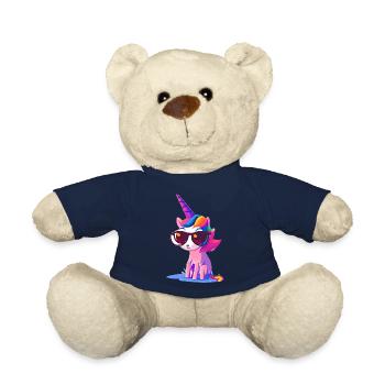 Einhorn Fabeltier Einhörner Unicorn Mädchen - Teddy - French Navy - Vorne