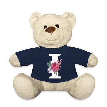 Lettre i floral - Nounours - bleu marine - Devant