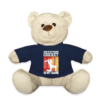 Dad Is My Name Cricket Is My Game - Teddy Bear - french navy - Front