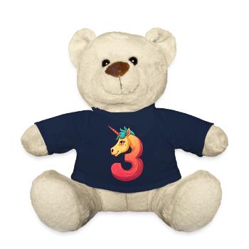Licorne 3ème anniversaire - Nounours - bleu marine - Devant