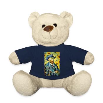 Right Here Waiting - Impressionism Painting - Teddy Bear - french navy - Front