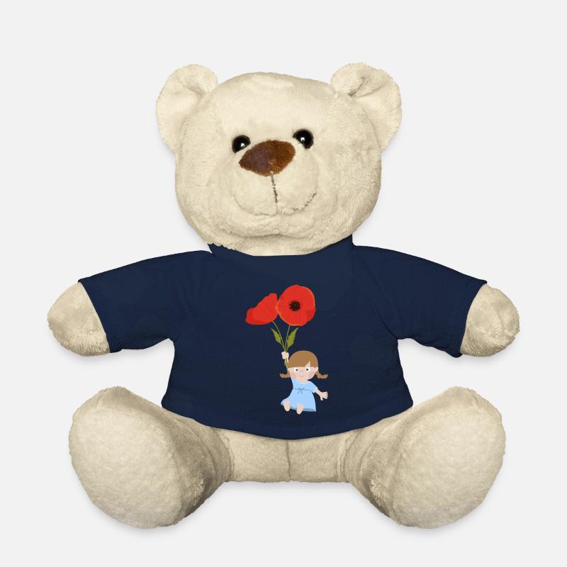 Petite fille aux coquelicots - Nounours - bleu marine