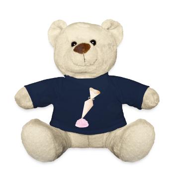 Douille crème avec garnitures roses - Nounours - bleu marine - Devant