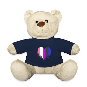 Tropfendes Genderfluid Pride Herz - Teddy - French Navy - Vorne
