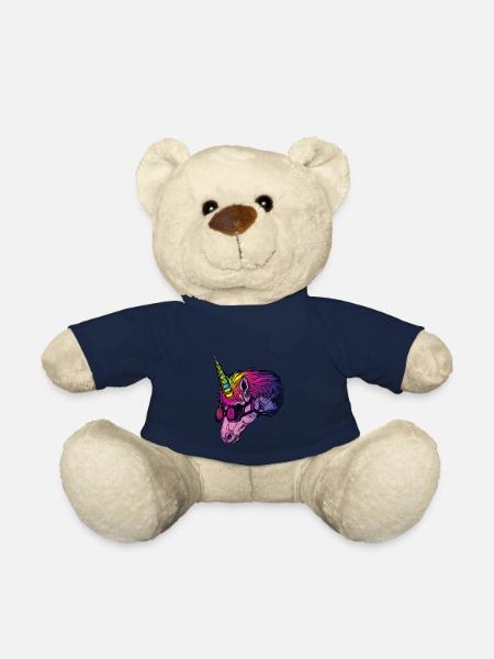 Unicorn with colorful horn - Teddy Bear - french navy