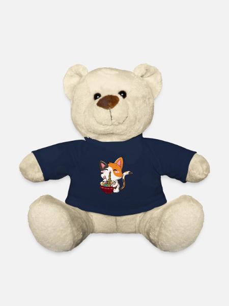 Ramen Cat Kawaii Anime Japanese Food Girls - Teddy - French Navy
