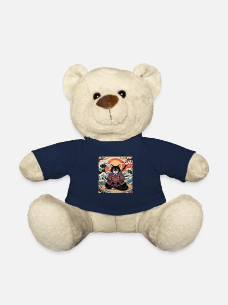 Samurai Cat with Sunset and Waves – Jap - Teddy Bear - french navy