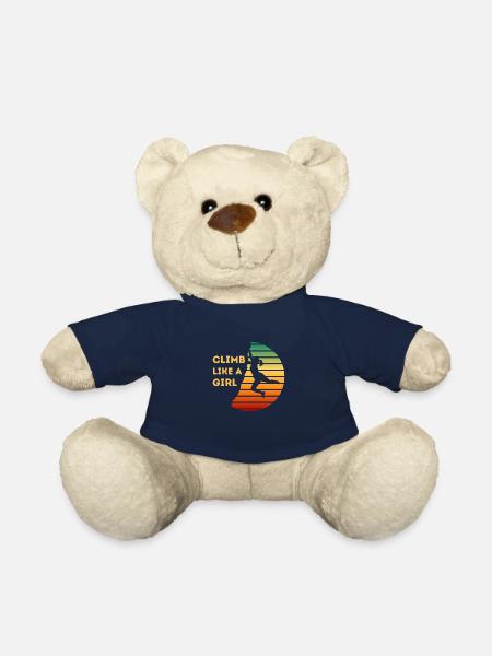 Climb Like A Girl | Girl Rock Climbing - Teddy Bear - french navy