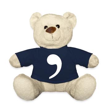 virgule blanc tendance idée cadeau ponctuation - Nounours - bleu marine - Devant
