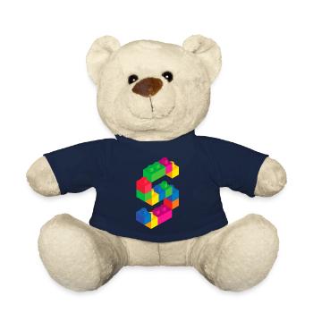 Mignon Block Building 5ème anniversaire Cadeau 5 ans - Nounours - bleu marine - Devant
