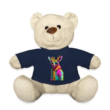 Cerf avec lunettes de soleil Coloré Cool Deer Forest Animal - Nounours - bleu marine - Devant