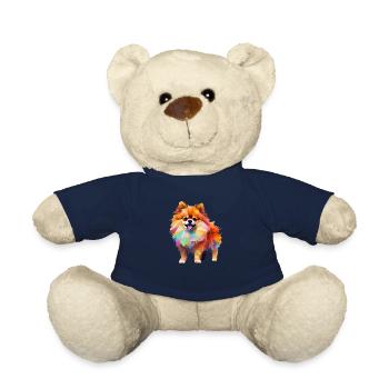 Miniature Spitz Geometric Drawing - Teddy Bear - french navy - Front