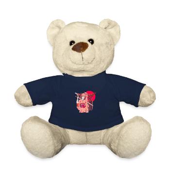 Kanji Katana Japonaise Fille Ninja Samouraï - Nounours - bleu marine - Devant