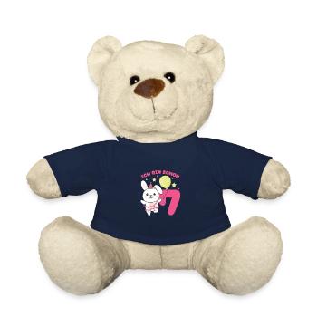 I'm Already 7 Bunnies Birthday Kids - Teddy Bear - french navy - Front