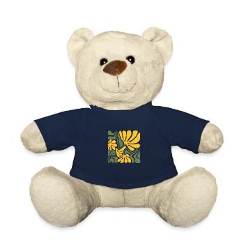 Abstrakte gelbe und grüne Blumenkunst - Teddy - French Navy - Vorne