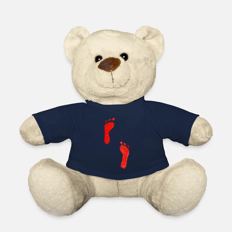 Footprints red feet - Teddy Bear - french navy
