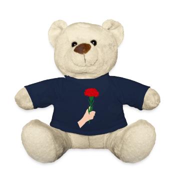 for you- red carnation flower1 - Teddy Bear - french navy - Front
