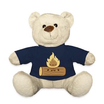Clipart wood log burns - Teddy Bear - french navy - Front