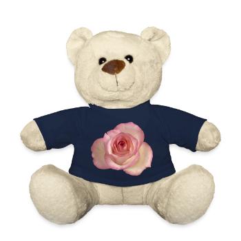Pink / white rose - Teddy Bear - french navy - Front