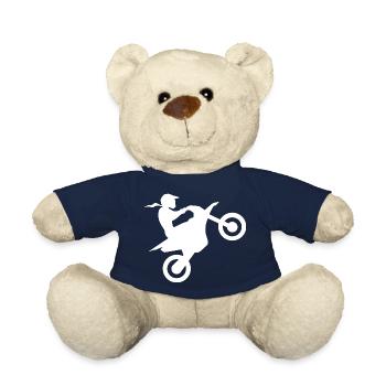 Biker Girl Motocross Motorcyclist Biker Bike - Teddy Bear - french navy - Front