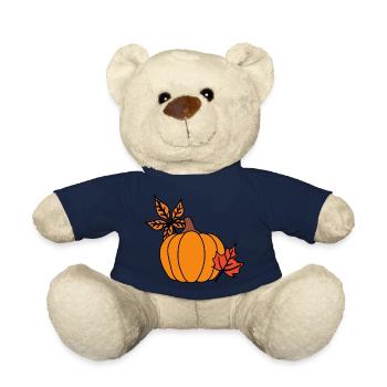 Herbstlicher Kürbis mit Blättern – Cozy Vibes - Teddy - French Navy - Vorne
