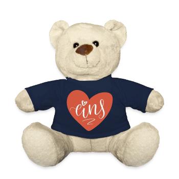 Eins im roten Herz - 1. Geburtstag 1. Jahrestag - Teddy - French Navy - Vorne