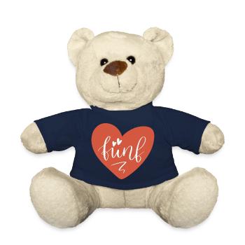 Fünf im roten Herz - 5. Geburtstag 5. Jahrestag - Teddy - French Navy - Vorne