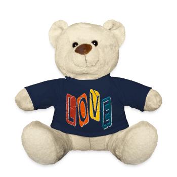 LOVE - Vintage Look - New Stylish Design - Teddy Bear - french navy - Front