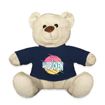 Saarbrücken Germany City Font Vintage - Teddy Bear - french navy - Front