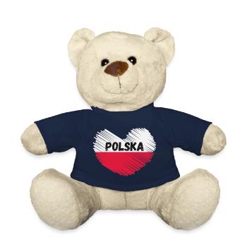 Poland Flag in heart shape - Teddy Bear - french navy - Front