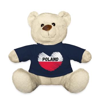 Poland Flag in heart shape - Teddy Bear - french navy - Front
