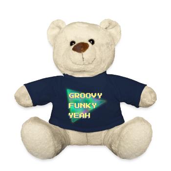 Groovy Funky oui Cool 90s Design Pixel Art - Nounours - bleu marine - Devant