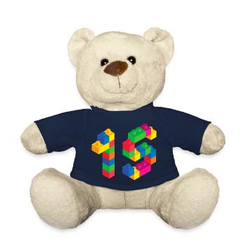 Bâtiment en bloc mignon 15e anniversaire cadeau 15 ans - Nounours - bleu marine - Devant