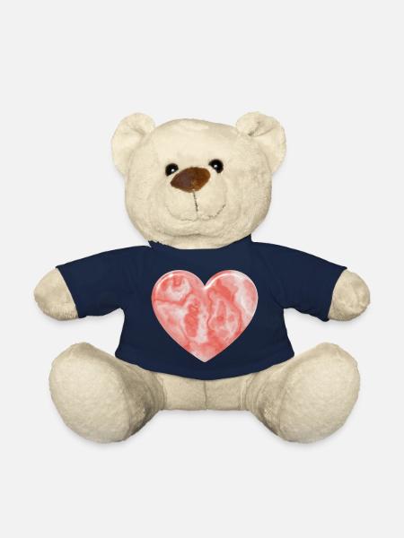 Pink Marble Heart - Teddy Bear - french navy