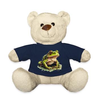 Grass frog sitting in puddle of water - Teddy Bear - french navy - Front