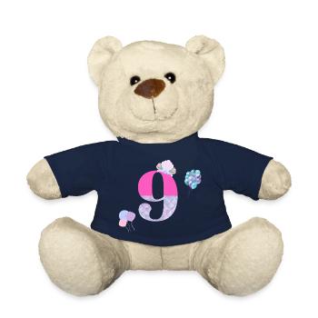 9th birthday mermaid - Teddy Bear - french navy - Front