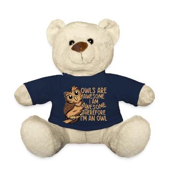 Owls Are Awesome I Am Awesome Therefore I'm An Owl - Teddy Bear - french navy - Front