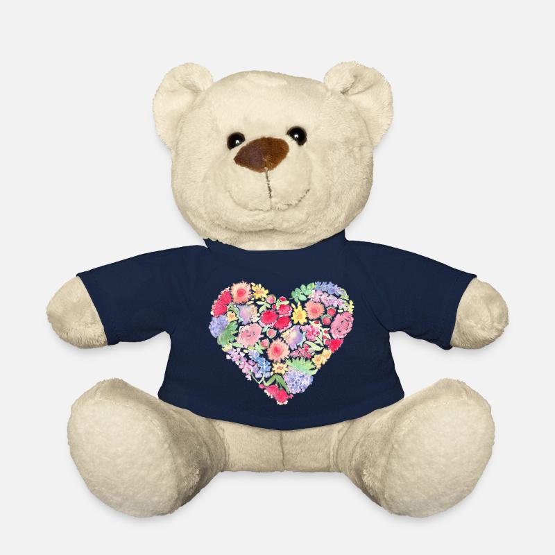 Aquarellmalerei Blumenherz - Teddy - French Navy