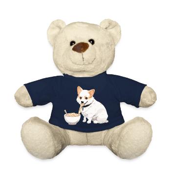 Corgi Eating Ramen #1 - Teddy Bear - french navy - Front