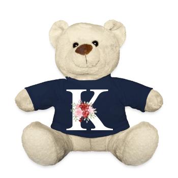 Roter floraler K-Buchstabe - Teddy - French Navy - Vorne