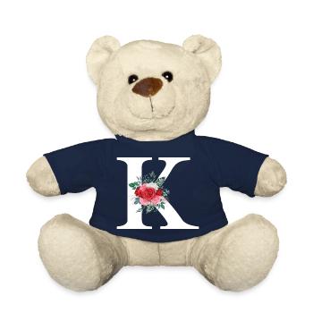 Roter floraler K-Buchstabe - Teddy - French Navy - Vorne