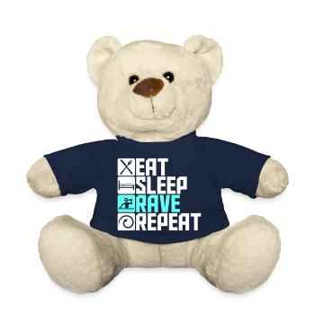 Eat Sleep Rave Repeat Essen Schlafen Raven Spruch - Teddy - French Navy - Vorne